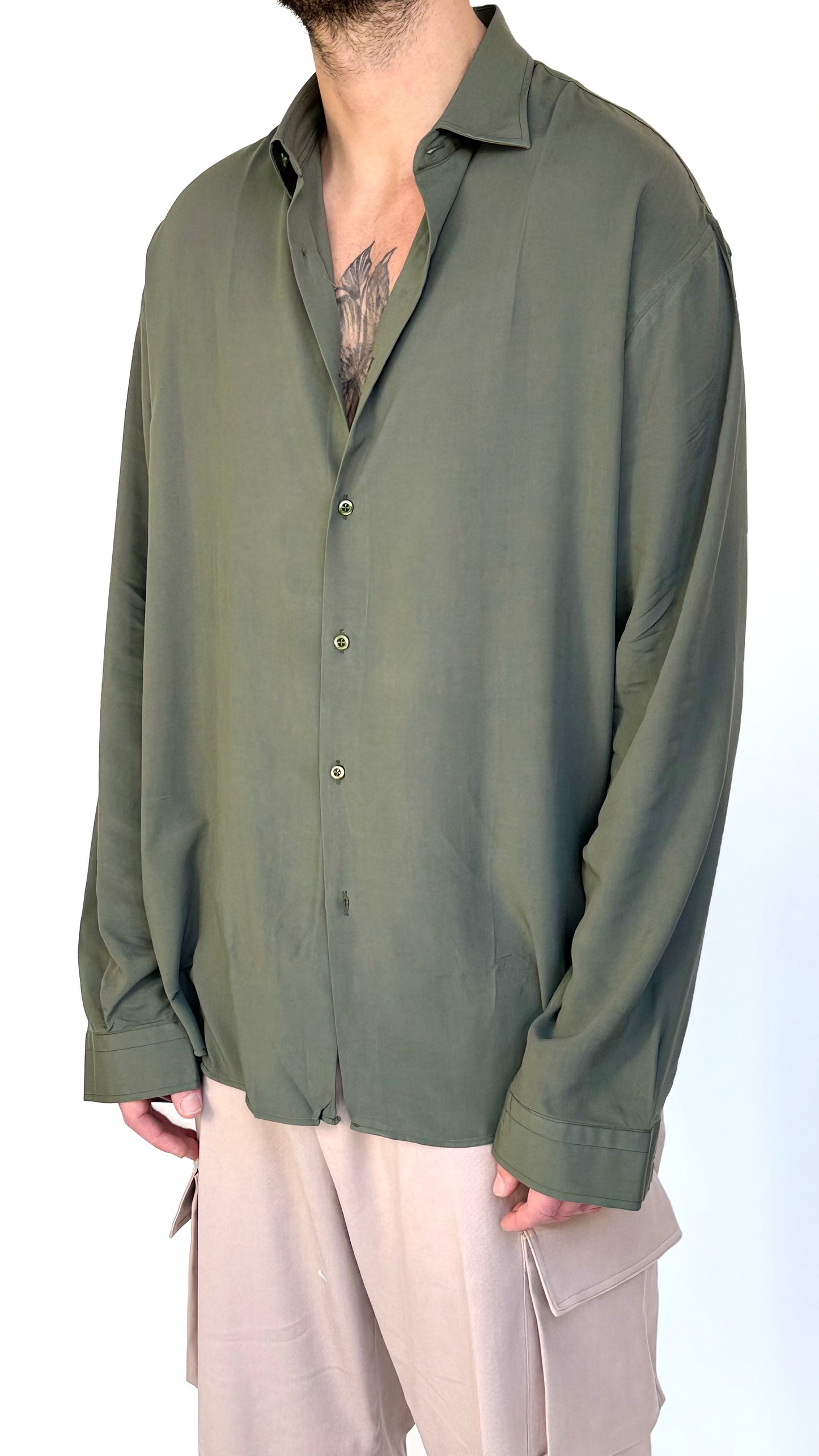 CAMICIA IN VISCOSA - VERDE MILITARE
