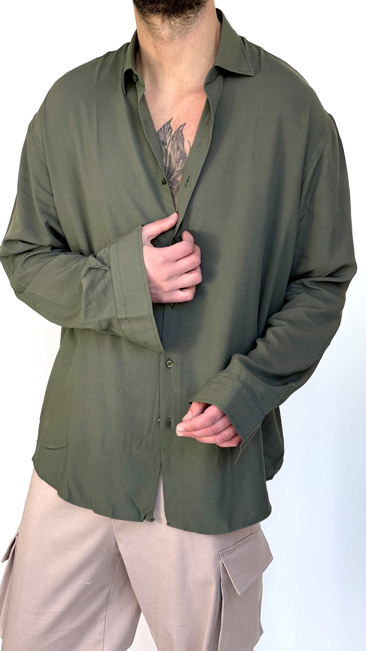 CAMICIA IN VISCOSA - VERDE MILITARE