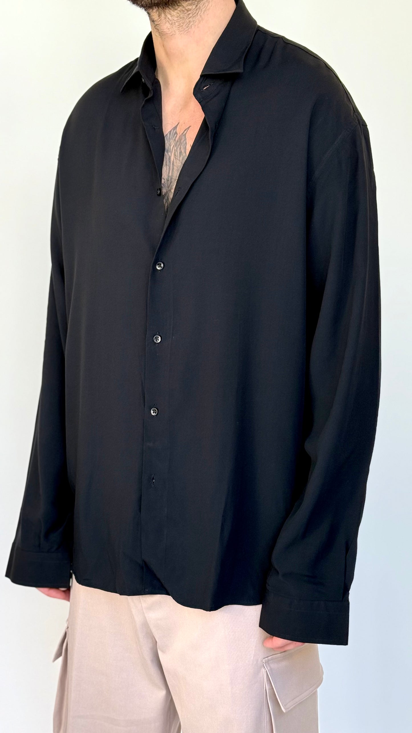 CAMICIA IN VISCOSA - NERA