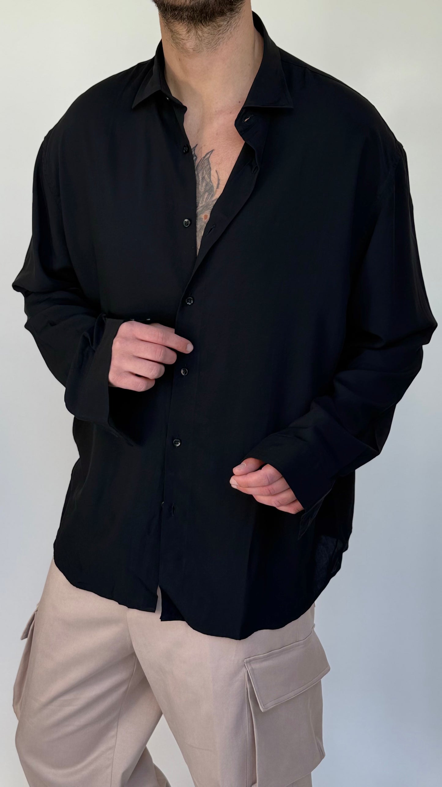 CAMICIA IN VISCOSA - NERA