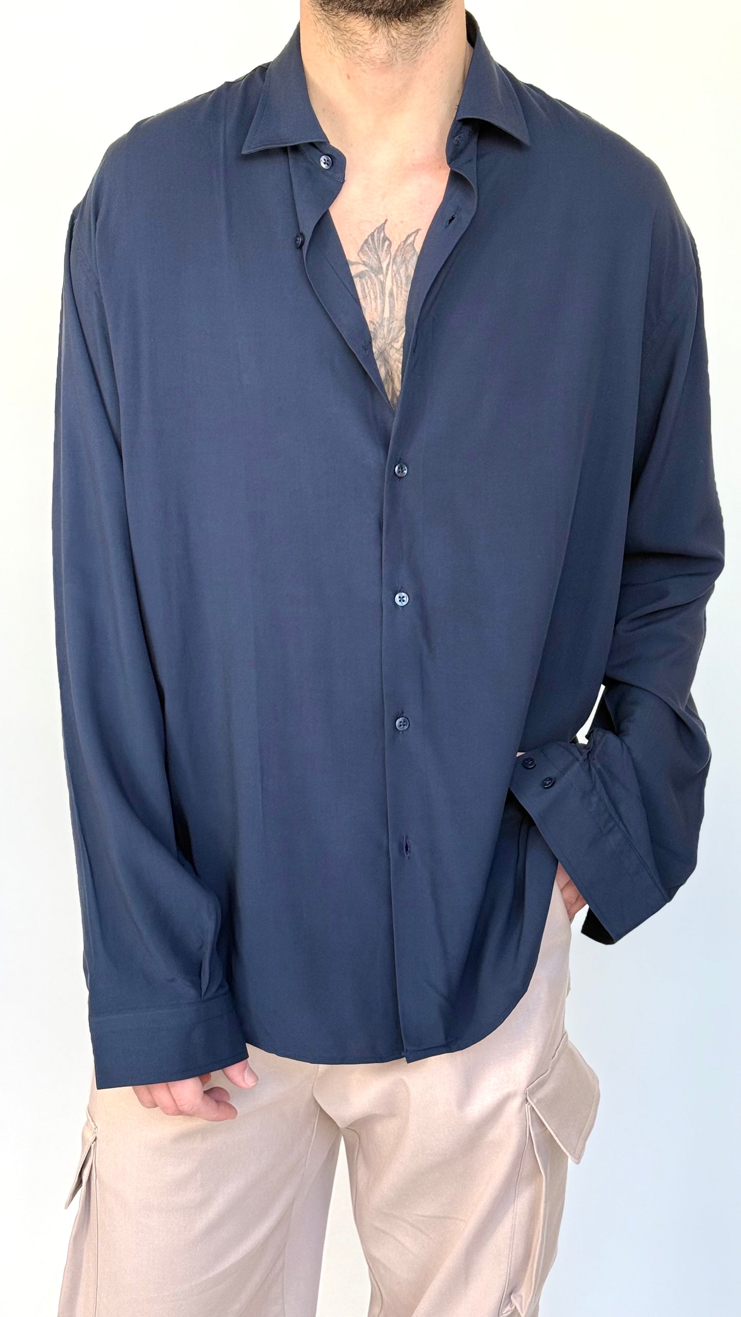 CAMICIA IN VISCOSA - BLUE