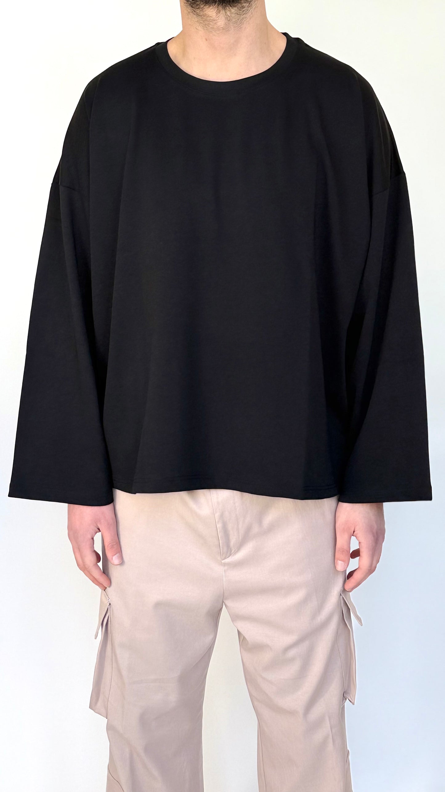 TEE CROP MANICA LUNGA - NERA