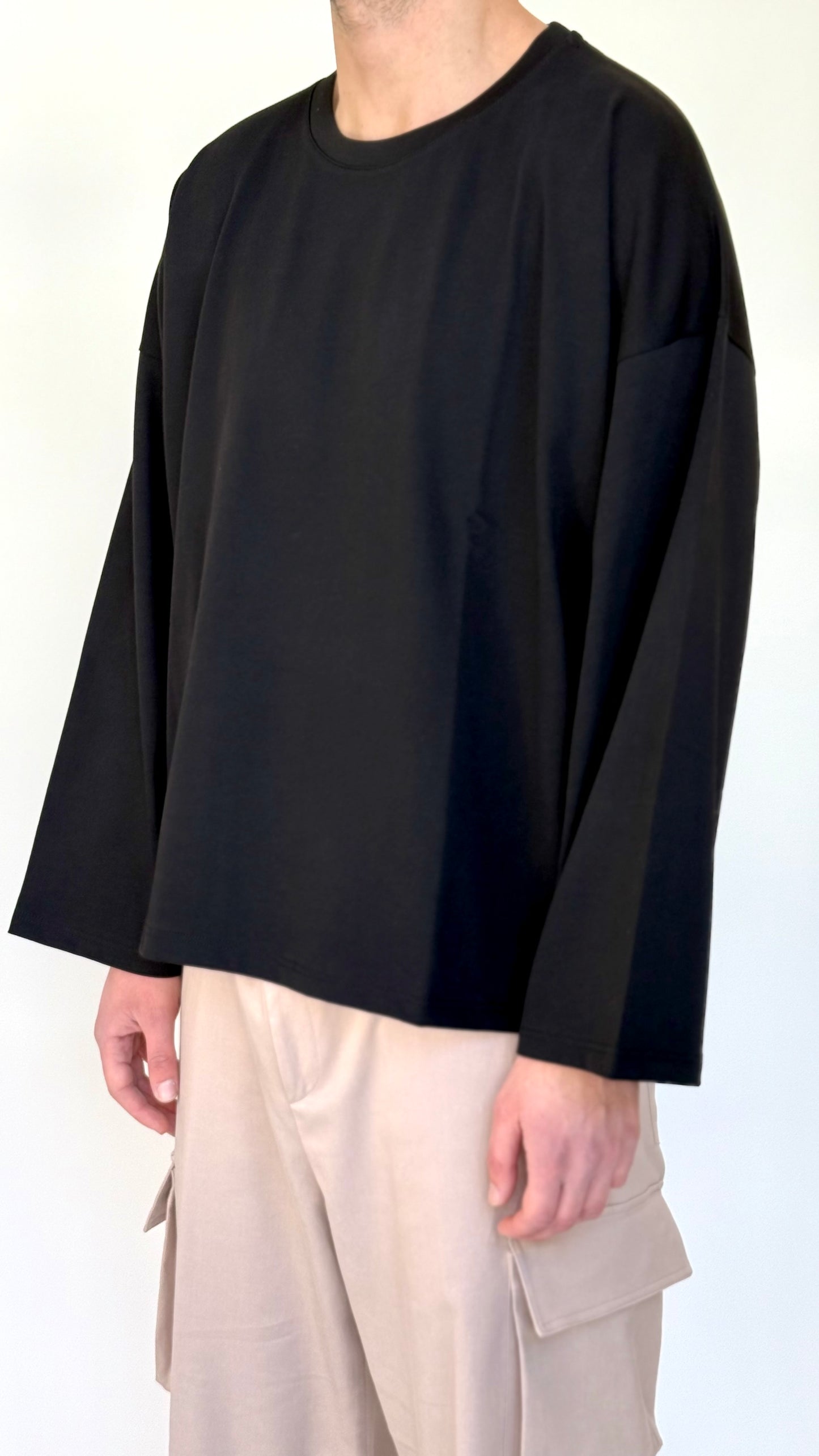TEE CROP MANICA LUNGA - NERA