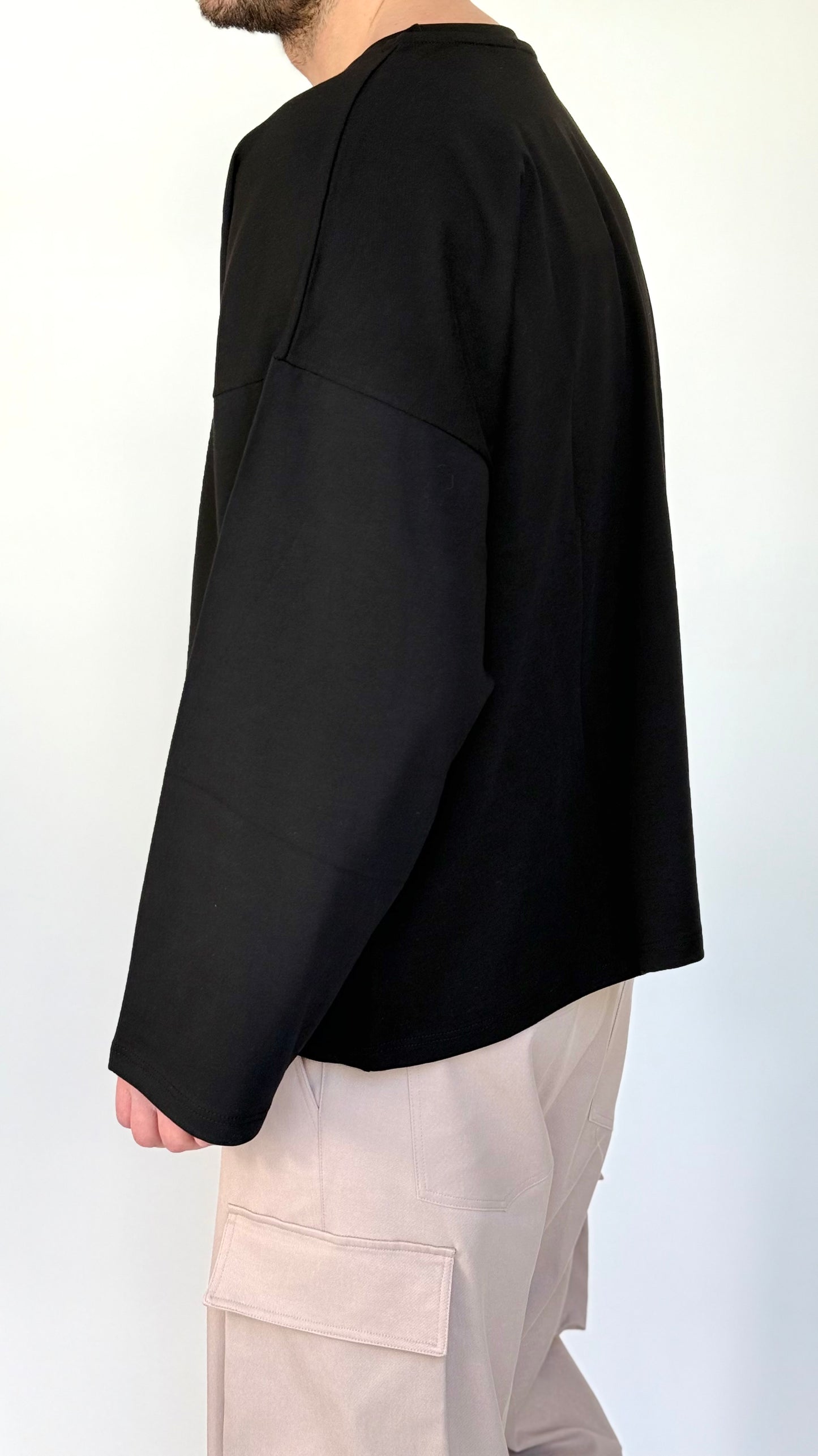 TEE CROP MANICA LUNGA - NERA