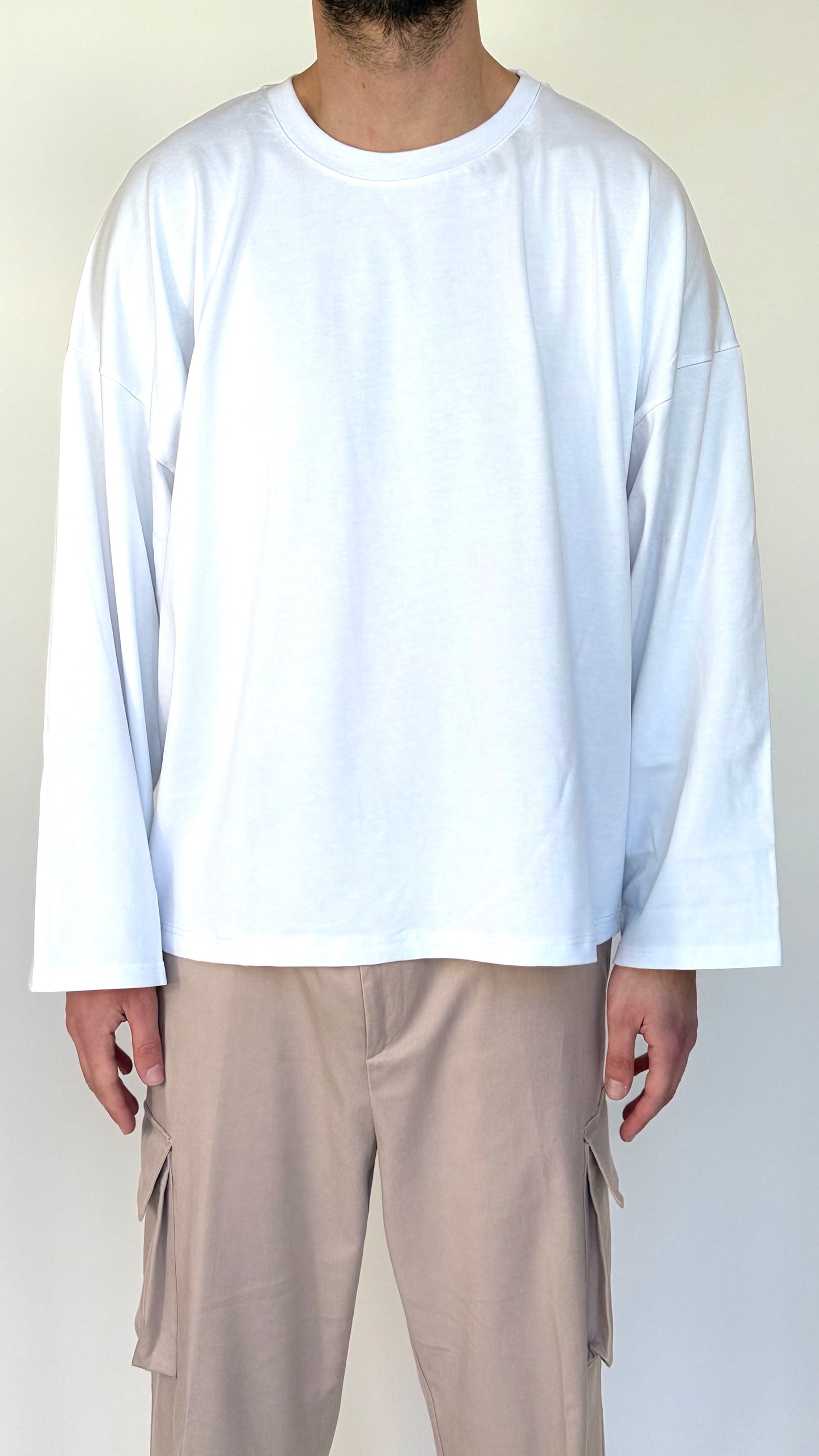 TEE CROP MANICA LUNGA - BIANCA