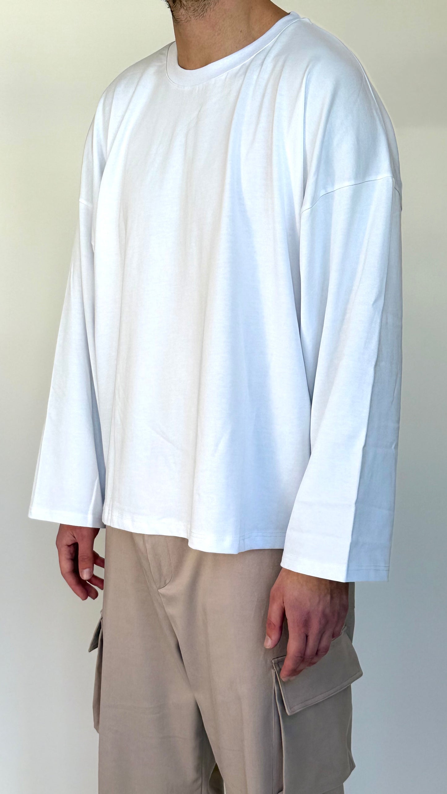TEE CROP MANICA LUNGA - BIANCA