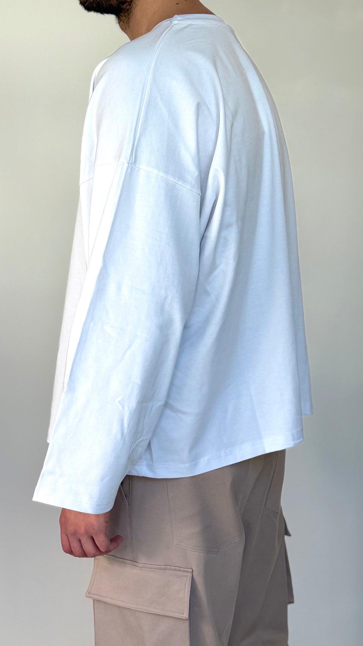 TEE CROP MANICA LUNGA - BIANCA
