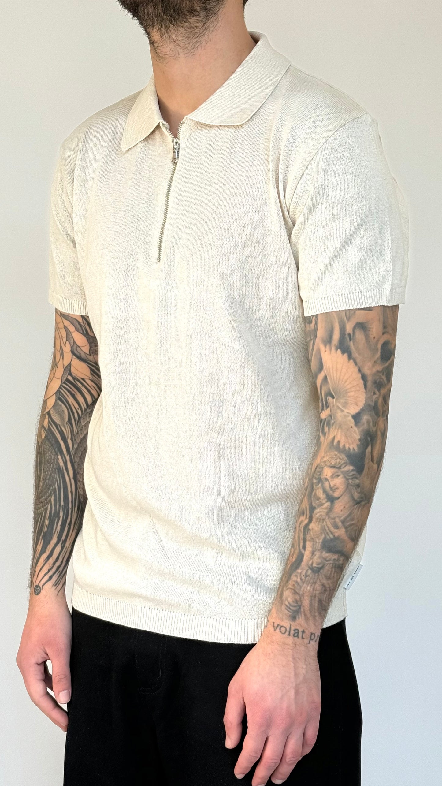 POLO ZIP IN FILO - BEIGE