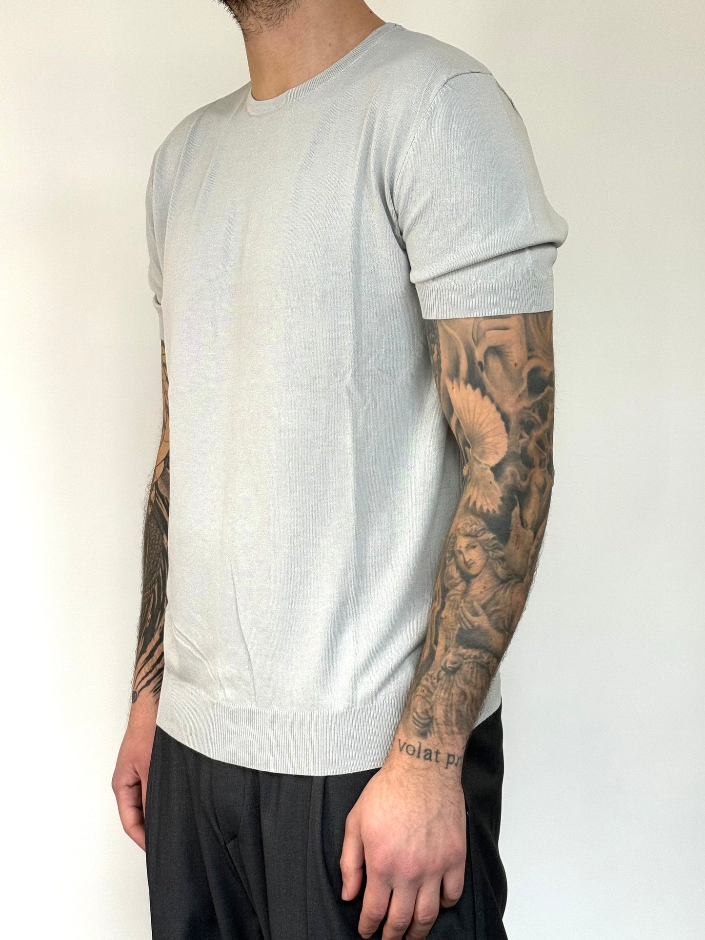 TEE BASIC IN FILO - GRIGIO PERLA
