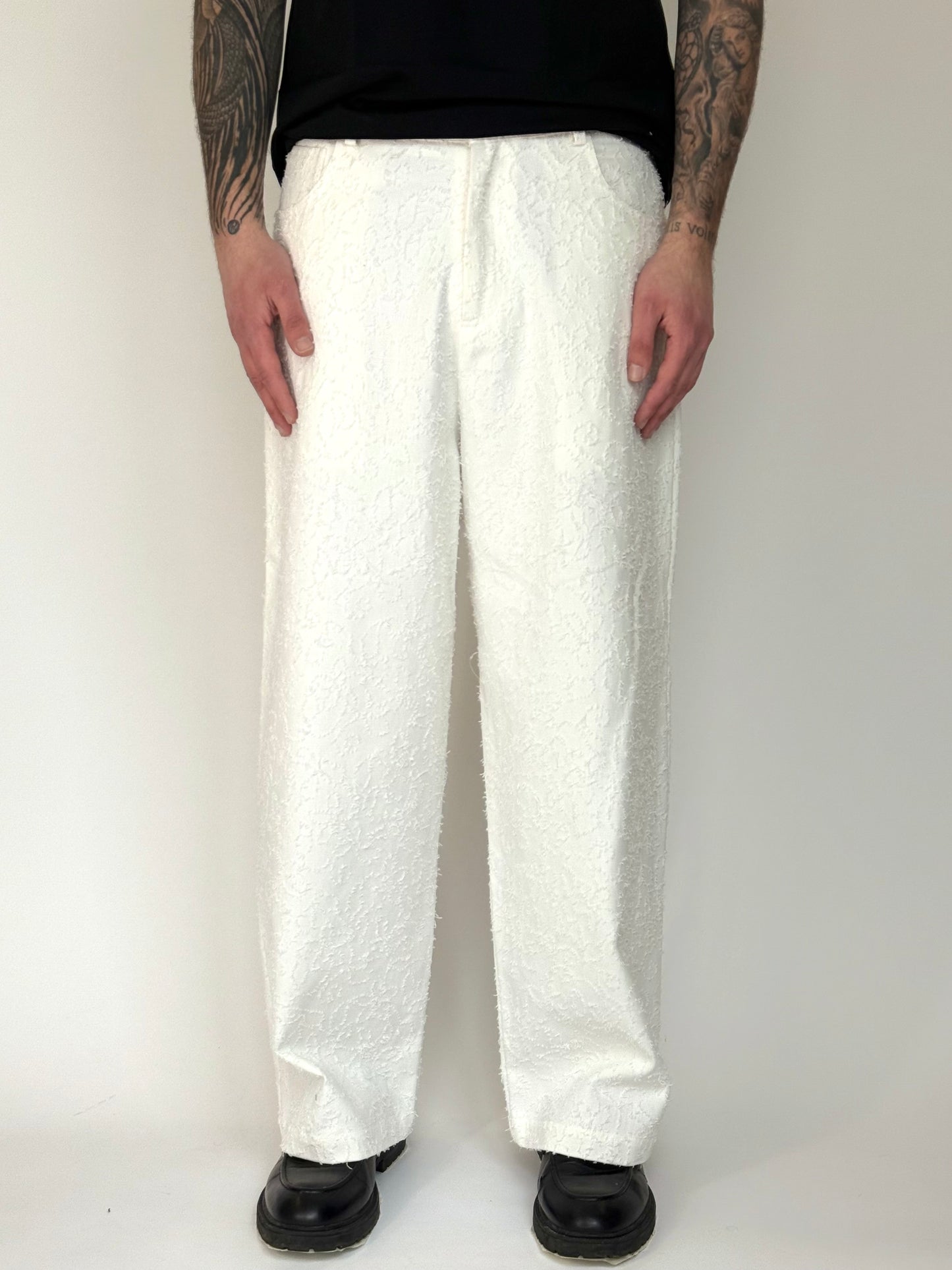 LASER WIDE DENIM - BIANCO