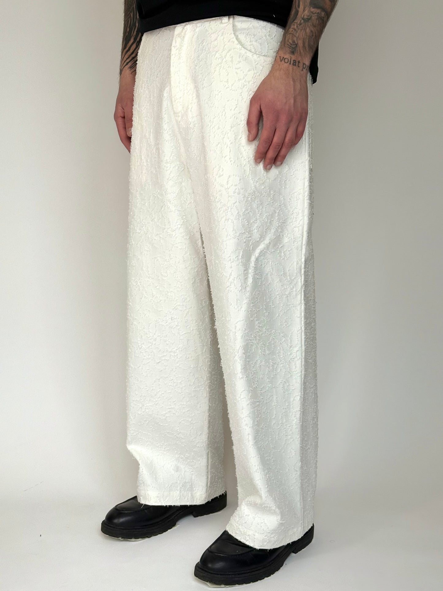 LASER WIDE DENIM - BIANCO