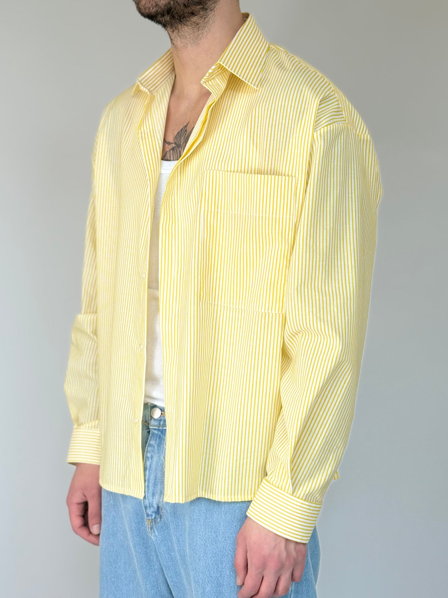 DIERRE CROP SHIRT - RIGATA GIALLA