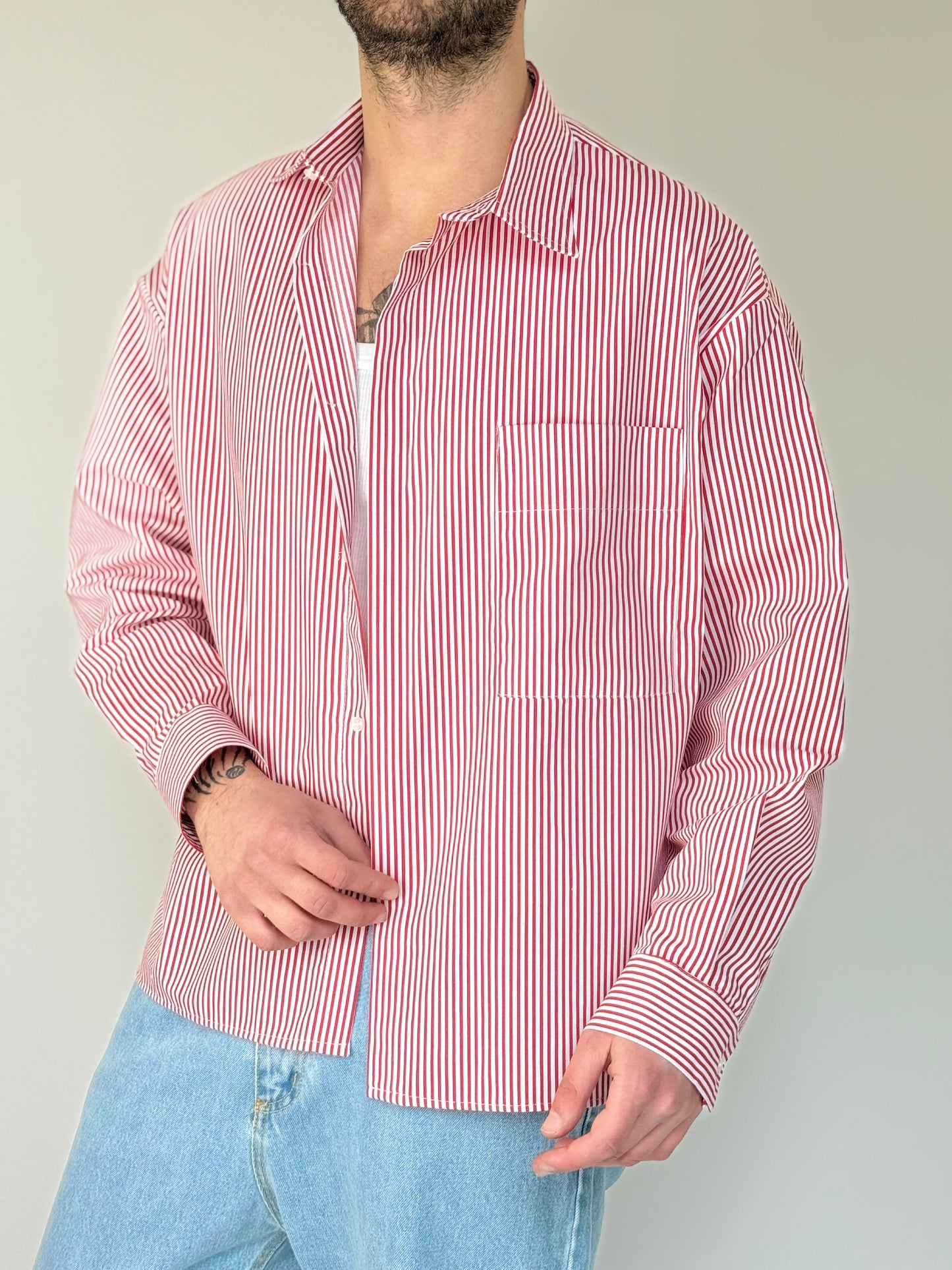 DIERRE CROP SHIRT - RIGATA ROSSA