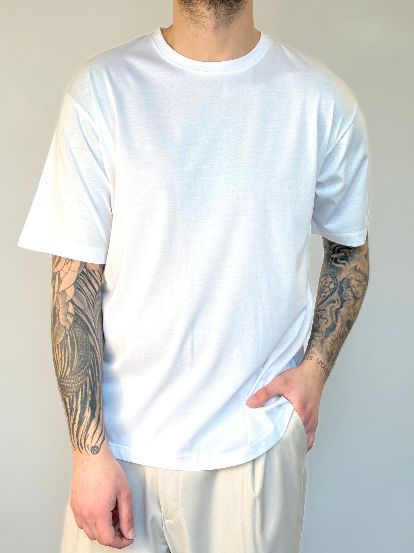 TEE IN COTONE MERCERIZZATO - BIANCA