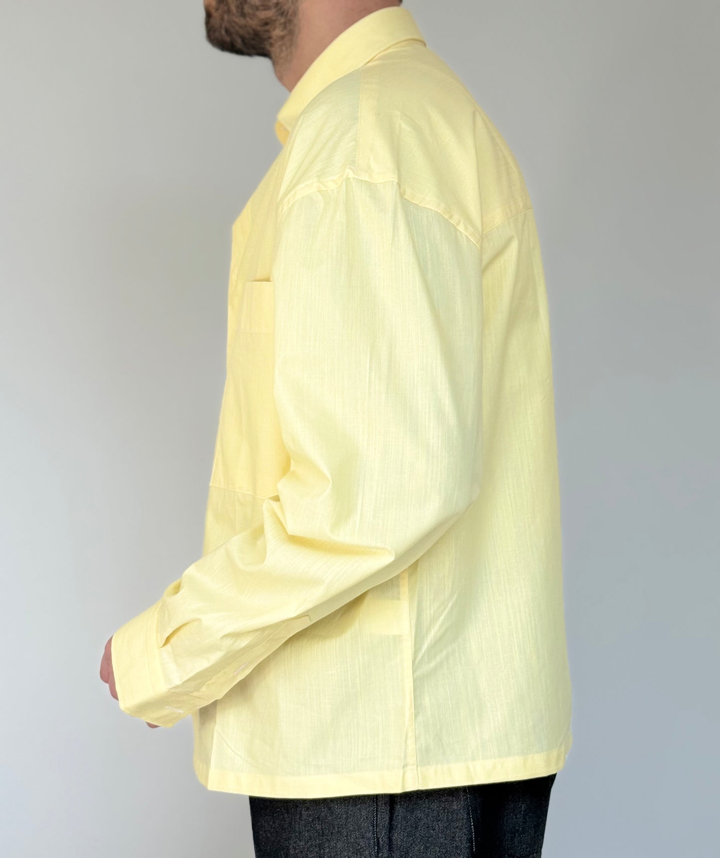 CAMICIA BOXY IN COTONE - GIALLO PAGLIERINO