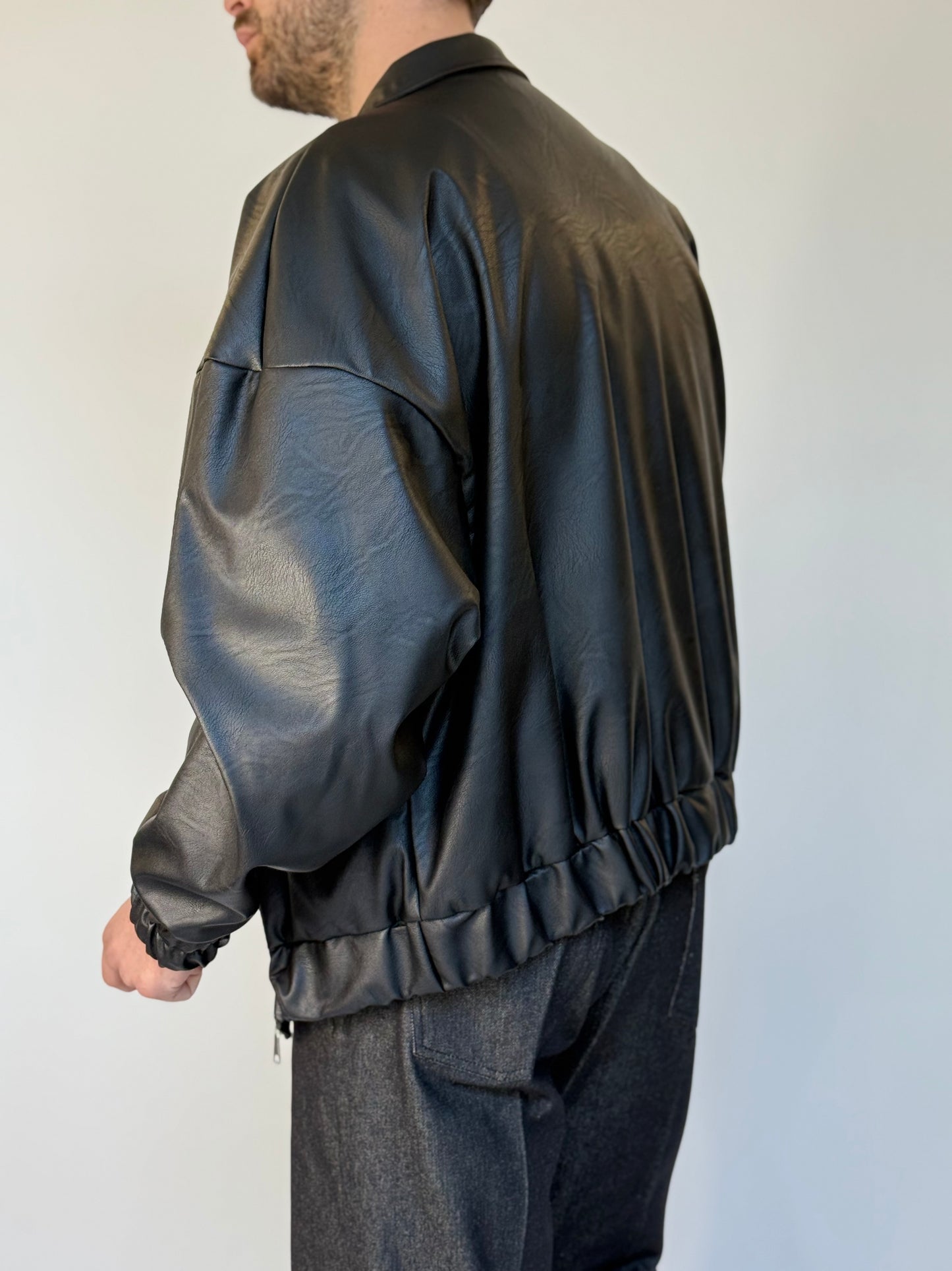 ECO LEATHER BOMBER COLLEGE
