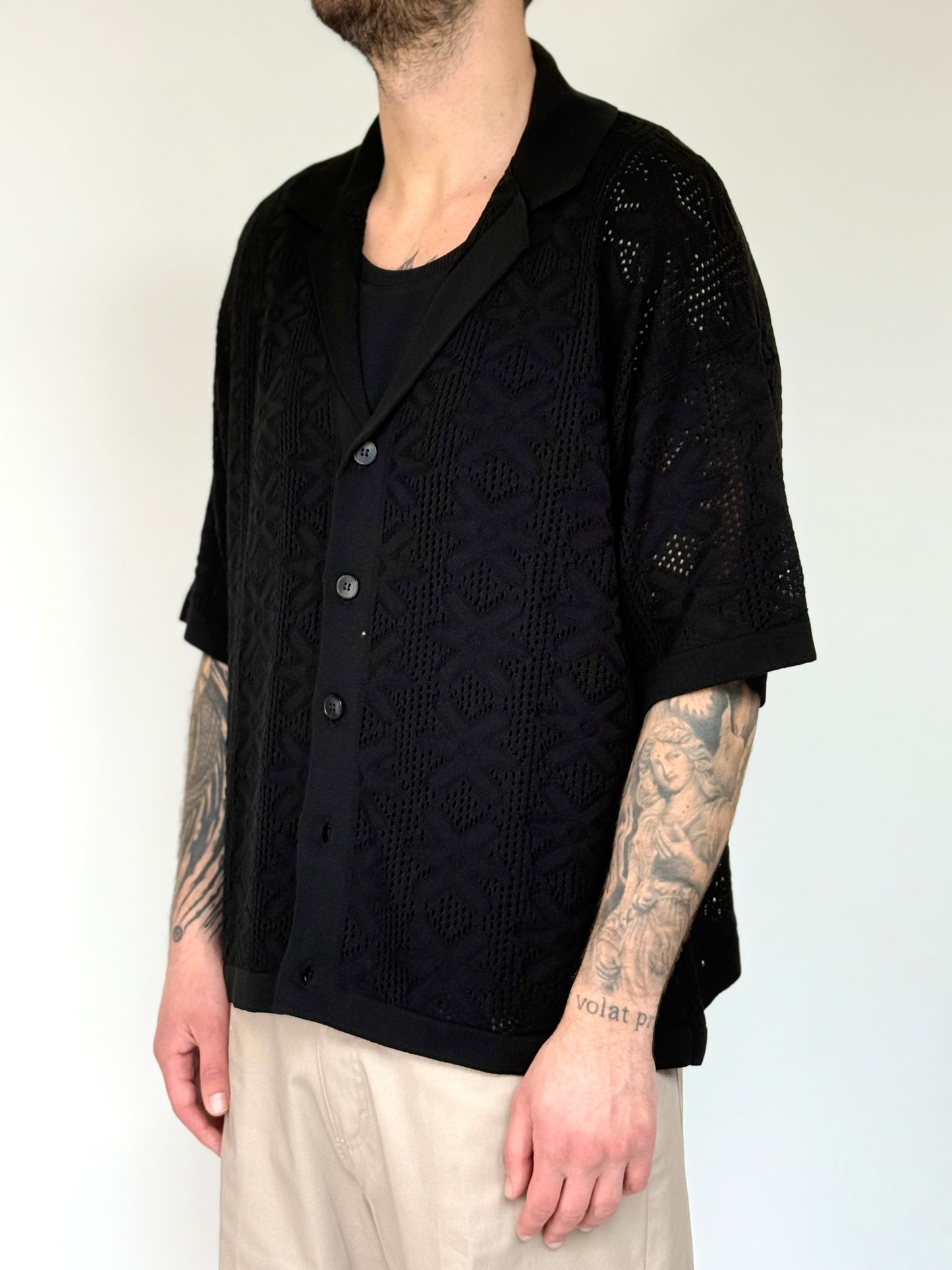 CARDIGAN/CAMICIA IN FILO - NERO