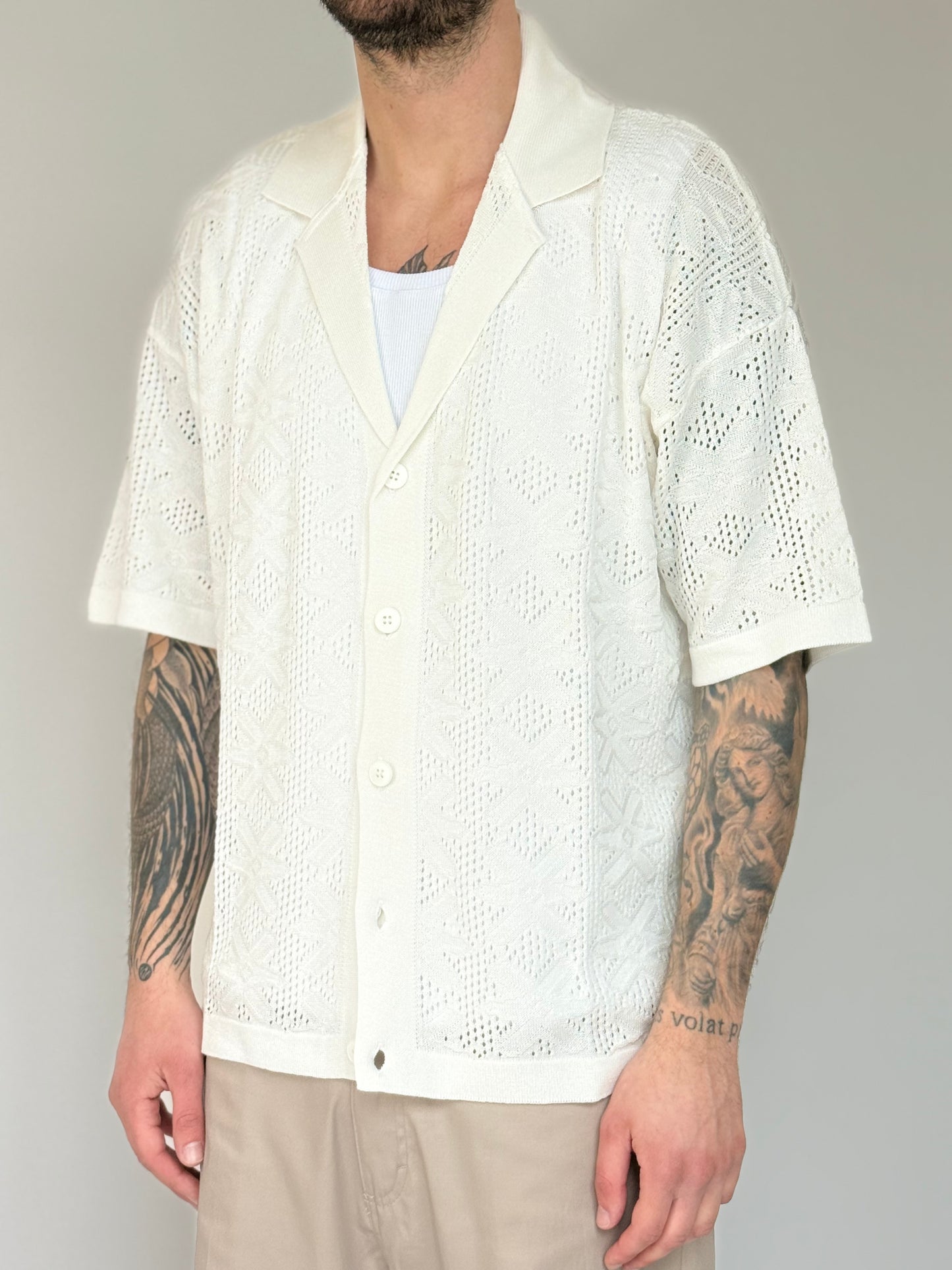 CARDIGAN/CAMICIA IN FILO - BIANCO