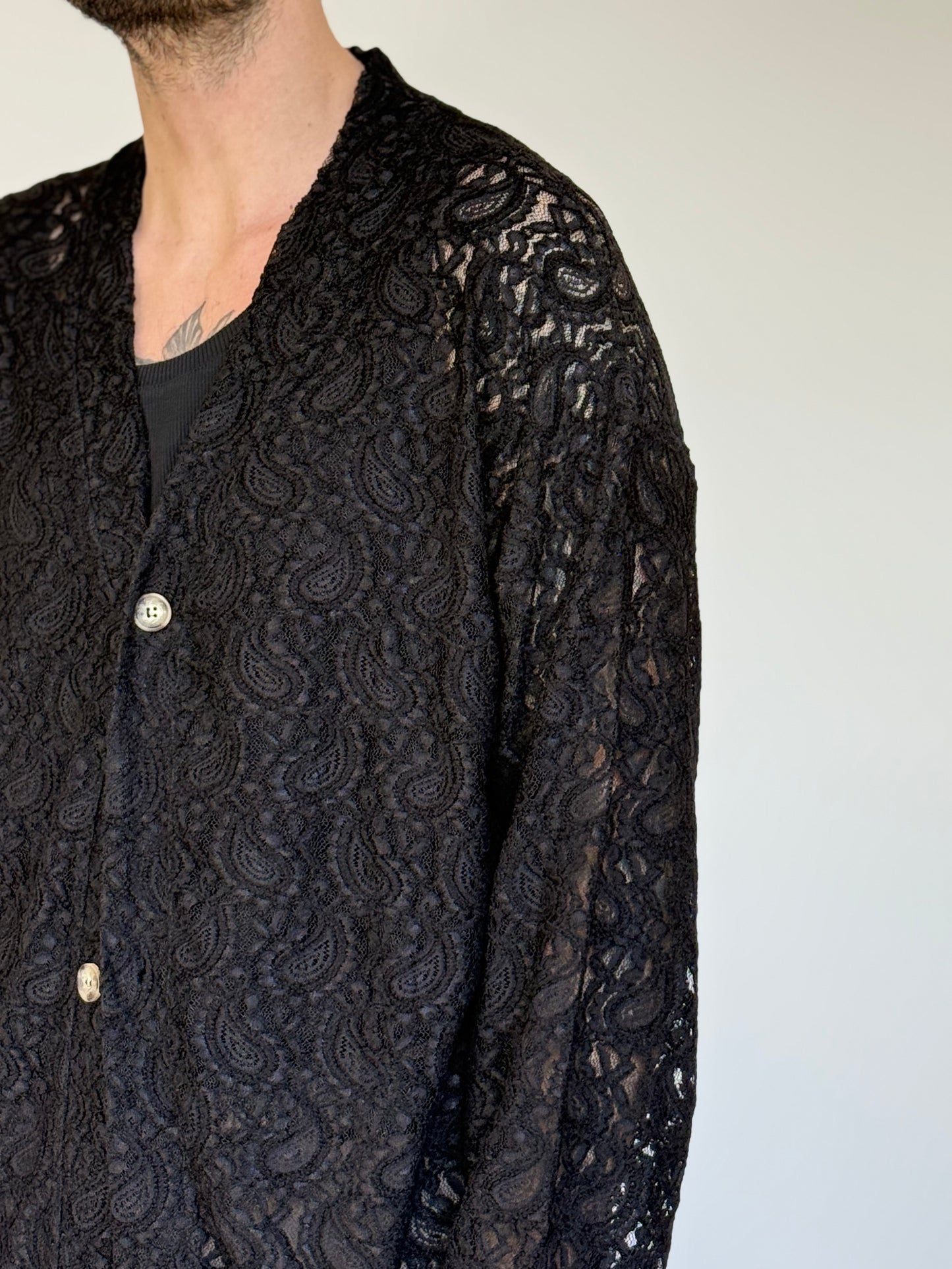 CARDIGAN IN PIZZO M/L - NERO