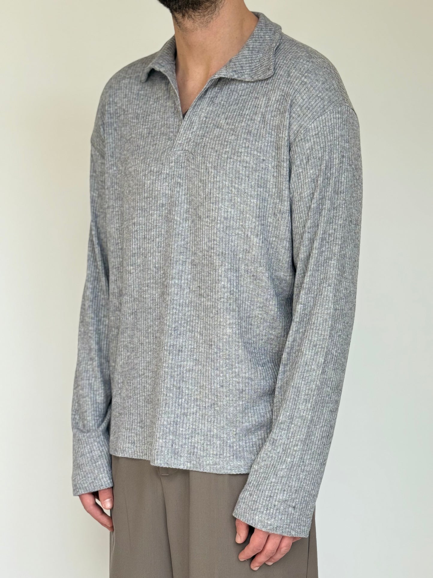 POLO LOOSE M/L IN COSTINA - GRIGIA
