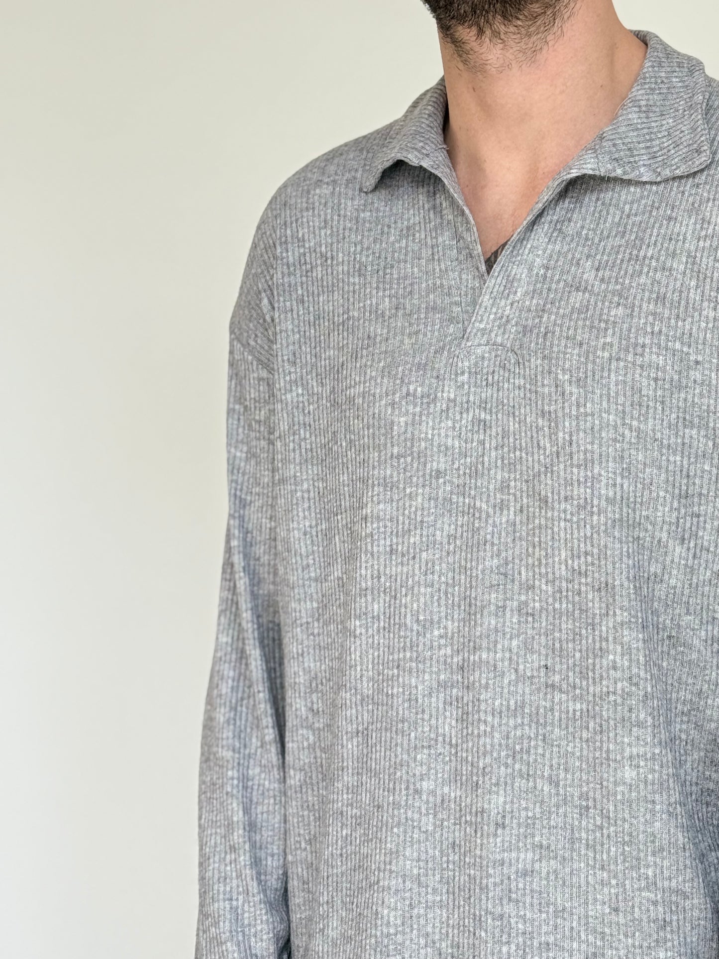 POLO LOOSE M/L IN COSTINA - GRIGIA