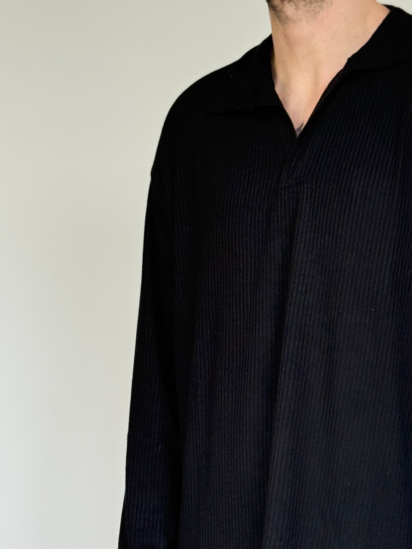 POLO LOOSE M/L IN COSTINA - NERA