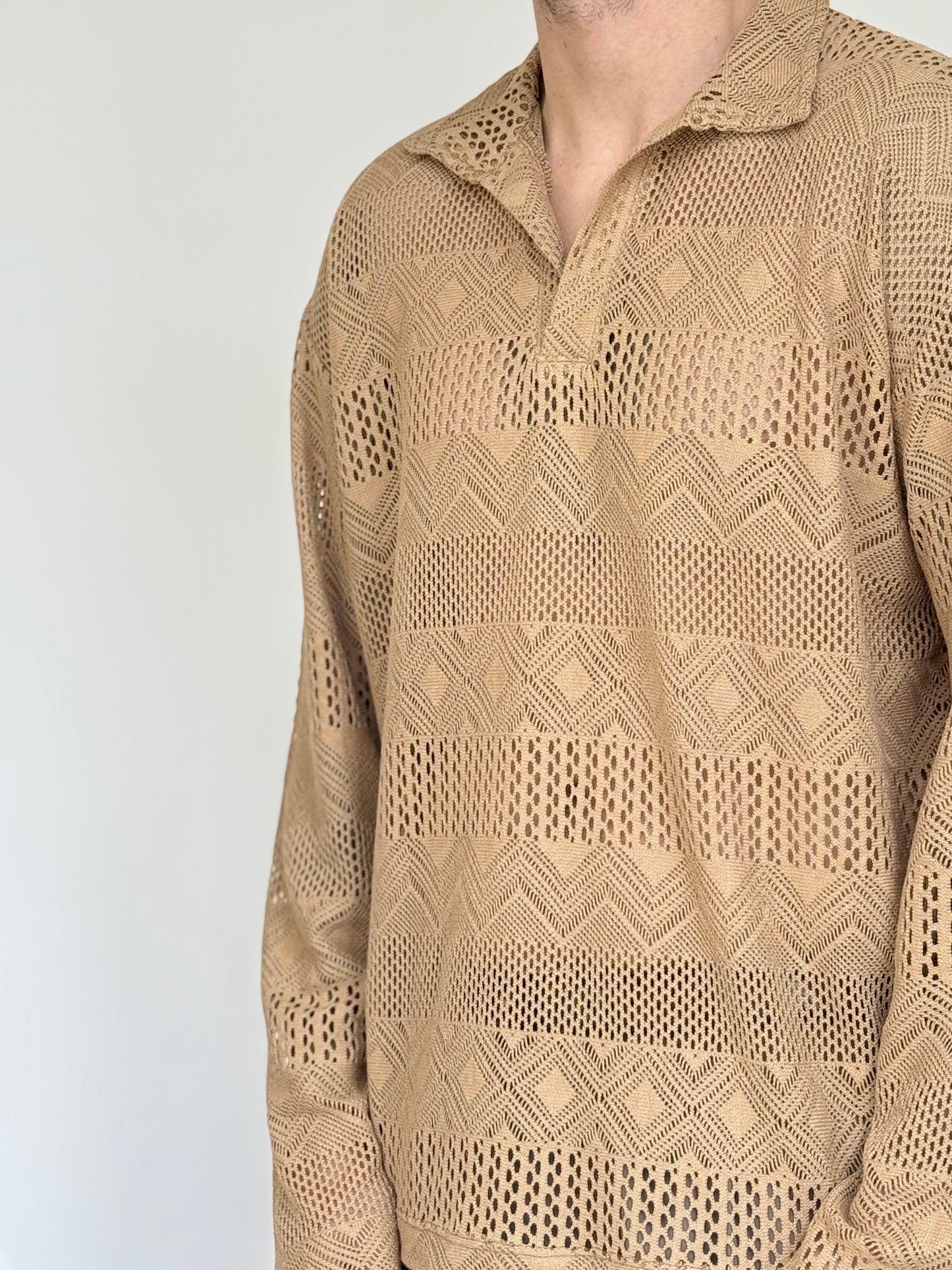 POLO LOOSE TRAFORATA FANTASIA AZTECA - DESERT