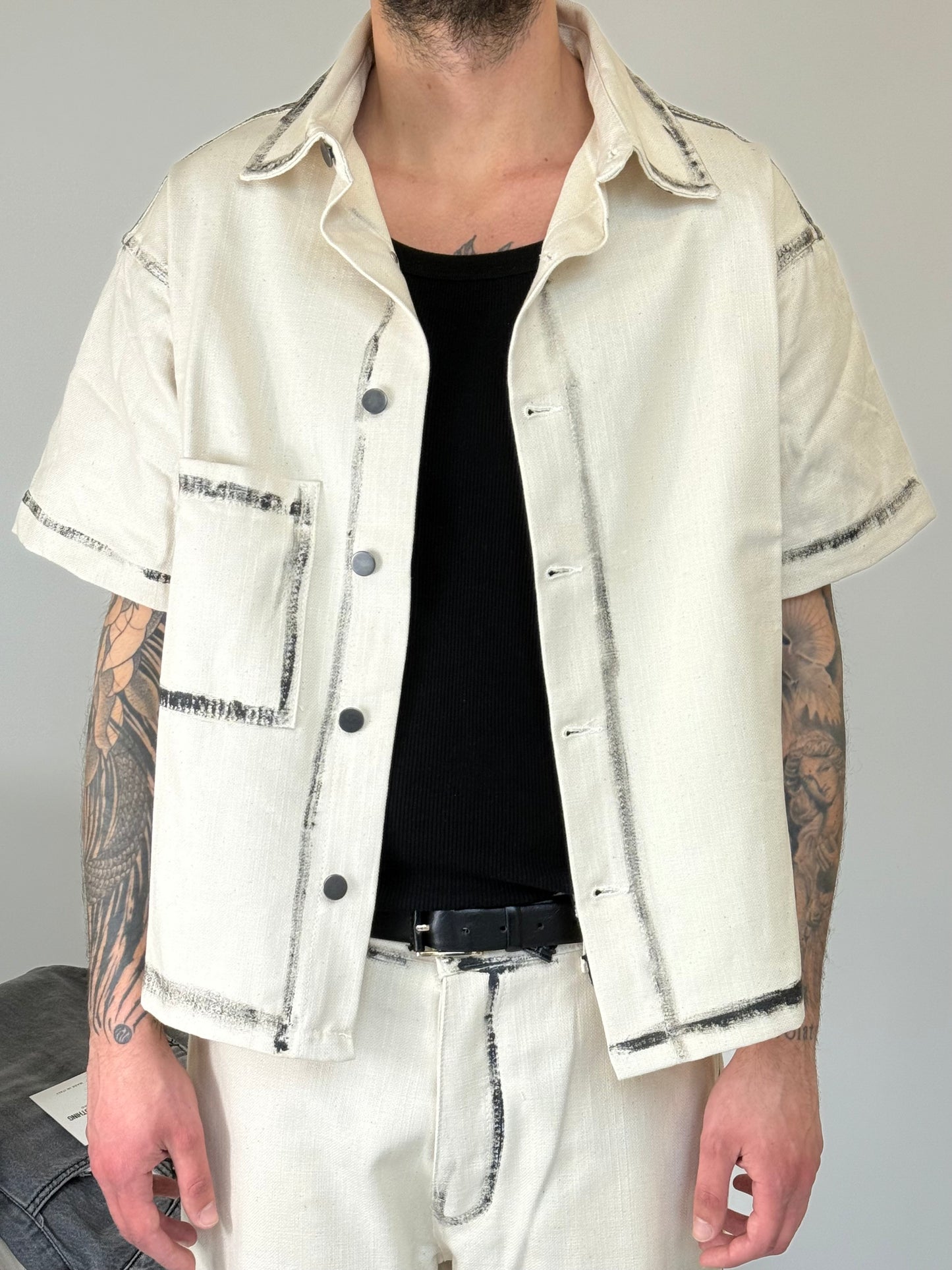 CROP DENIM SHIRT - CHIARA EFFETTO PITTURA