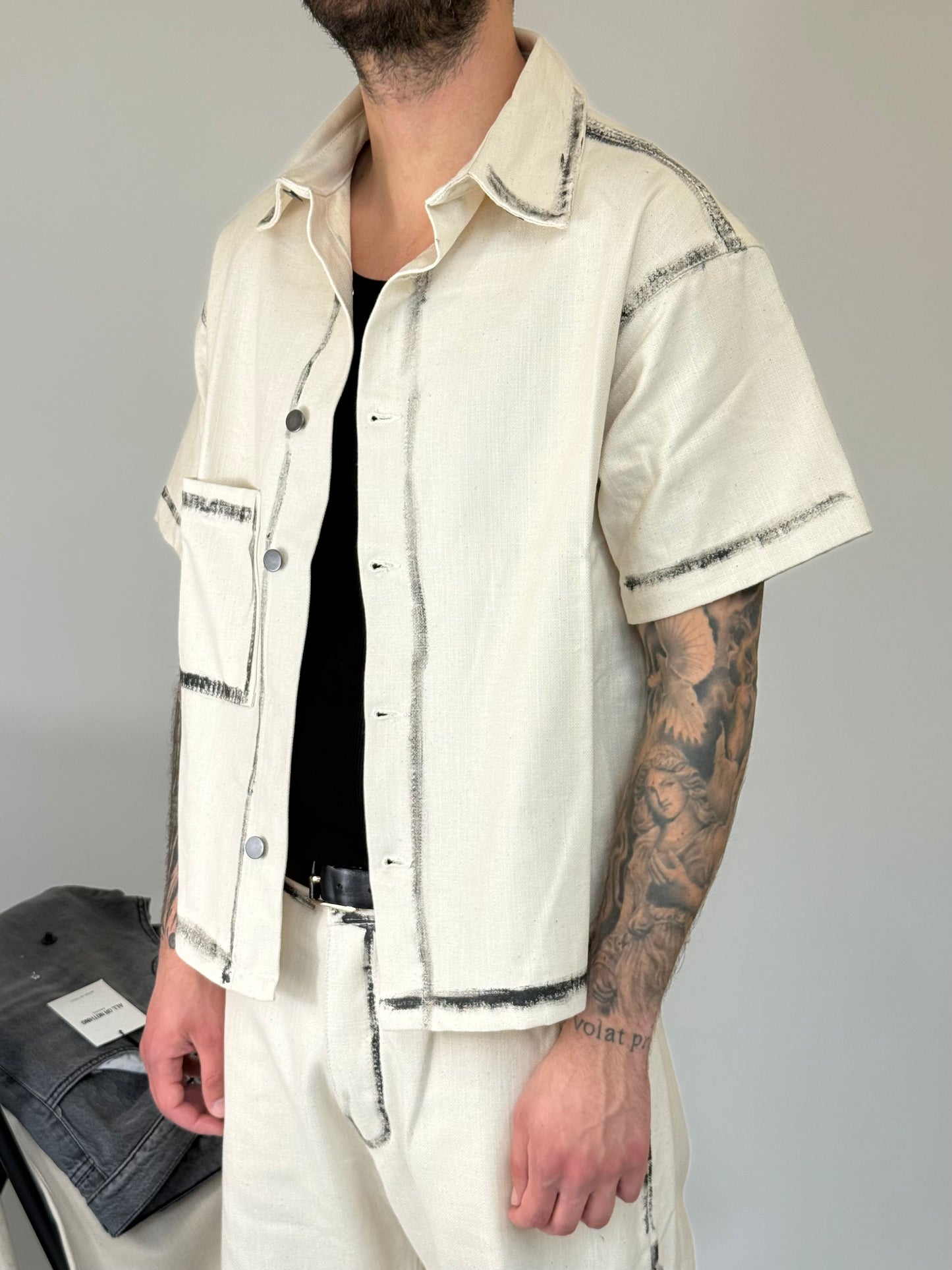 CROP DENIM SHIRT - CHIARA EFFETTO PITTURA