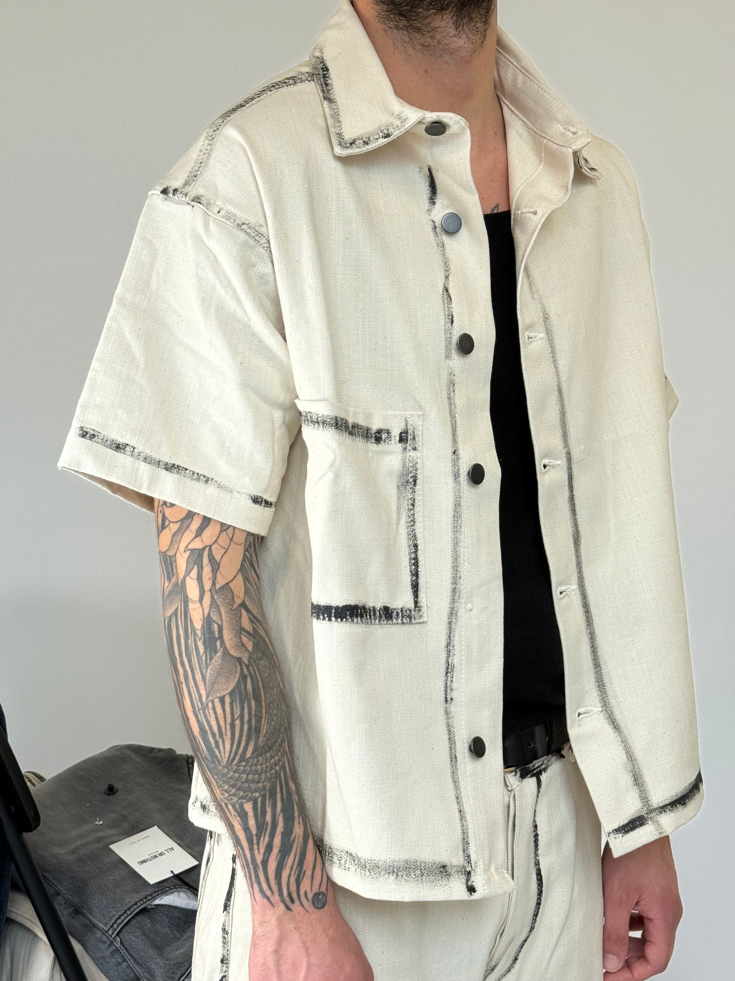 CROP DENIM SHIRT - CHIARA EFFETTO PITTURA