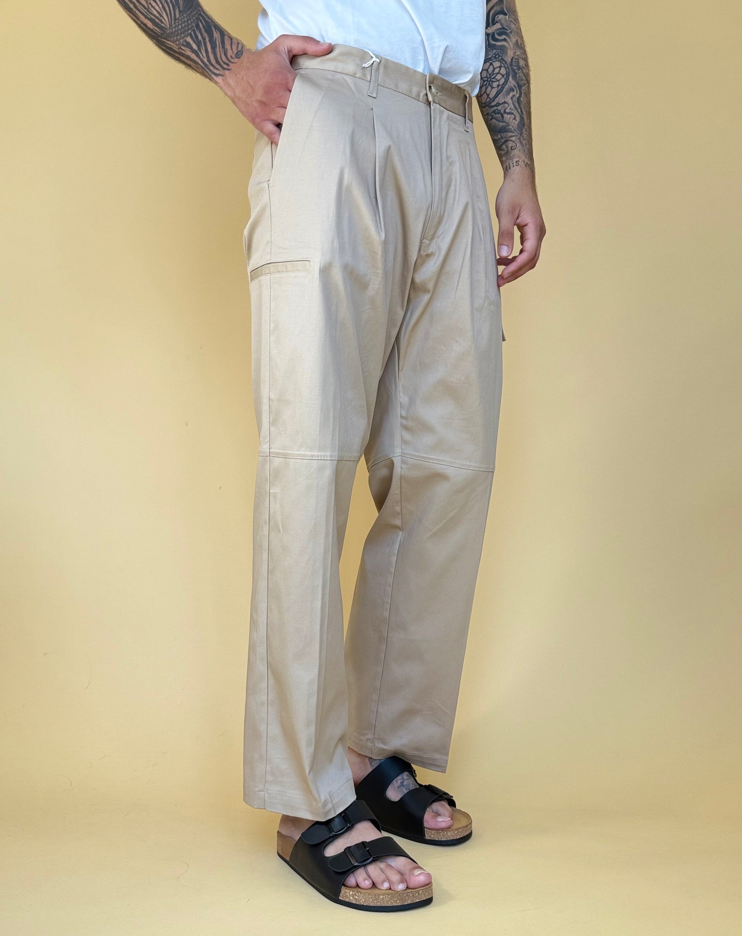 CARGO IN GABARDINA TASCHE ASIMMETRICHE - BEIGE
