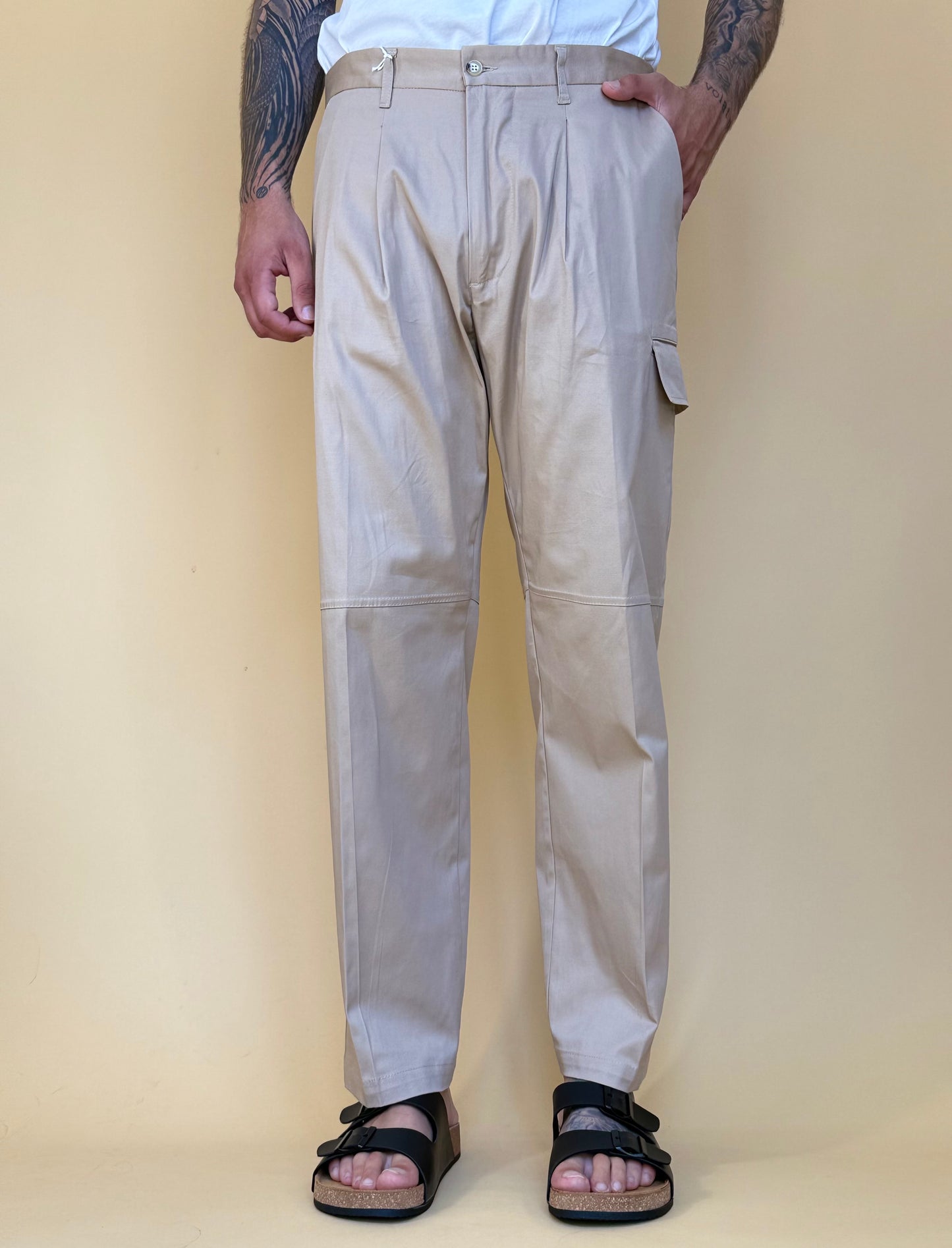 CARGO IN GABARDINA TASCHE ASIMMETRICHE - BEIGE