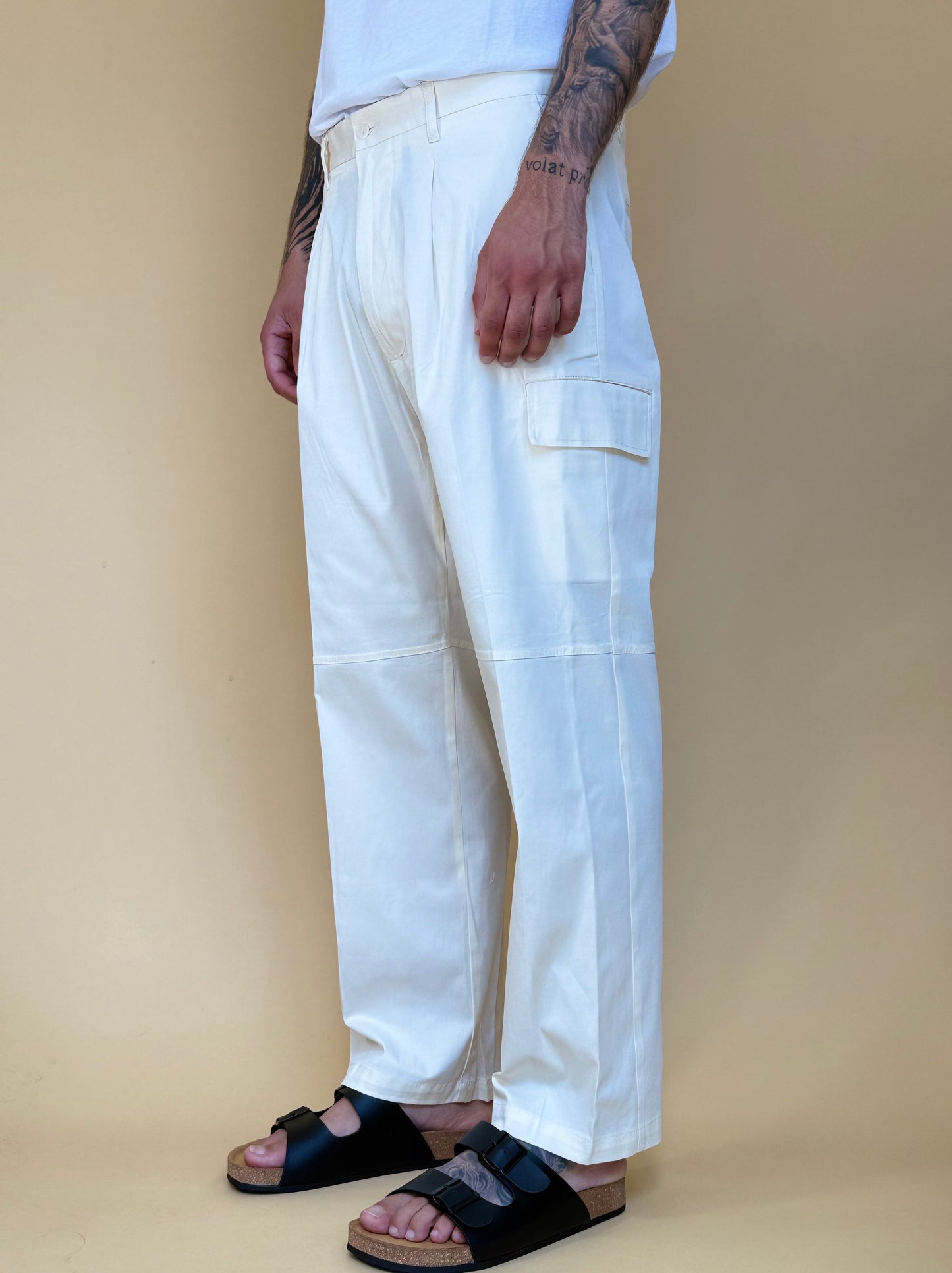 CARGO IN GABARDINA TASCHE ASIMMETRICHE - PANNA