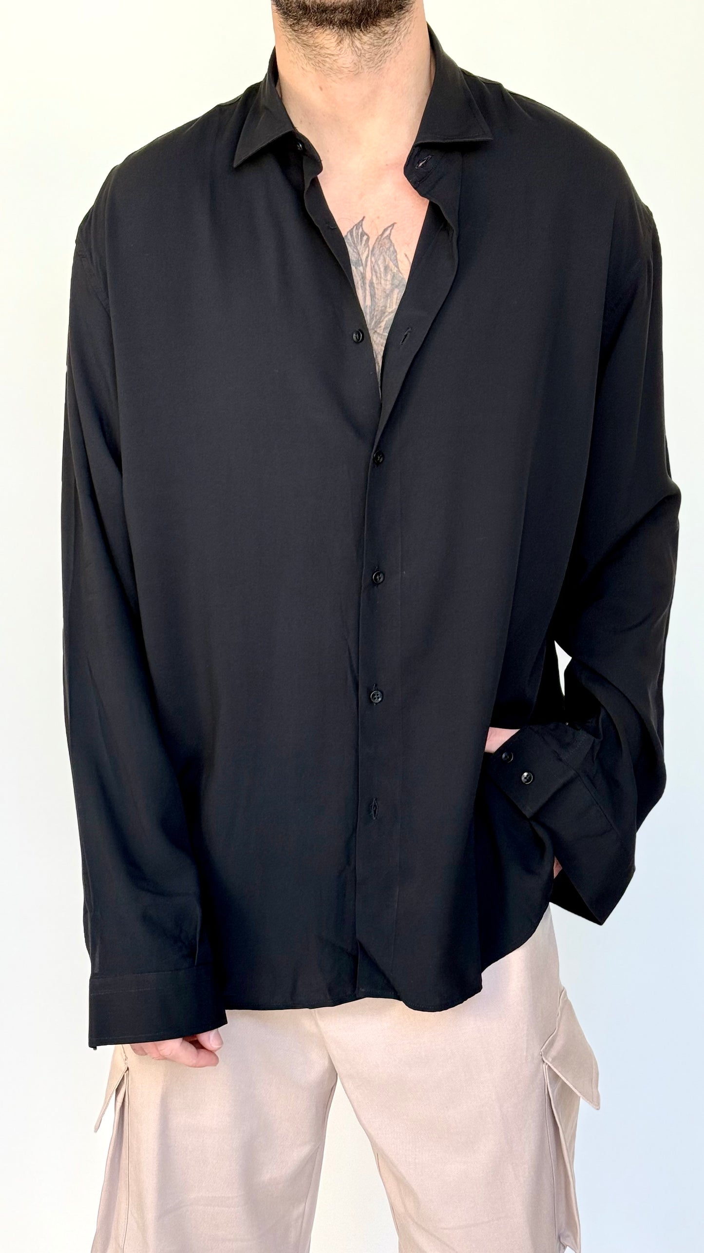 CAMICIA IN VISCOSA - NERA