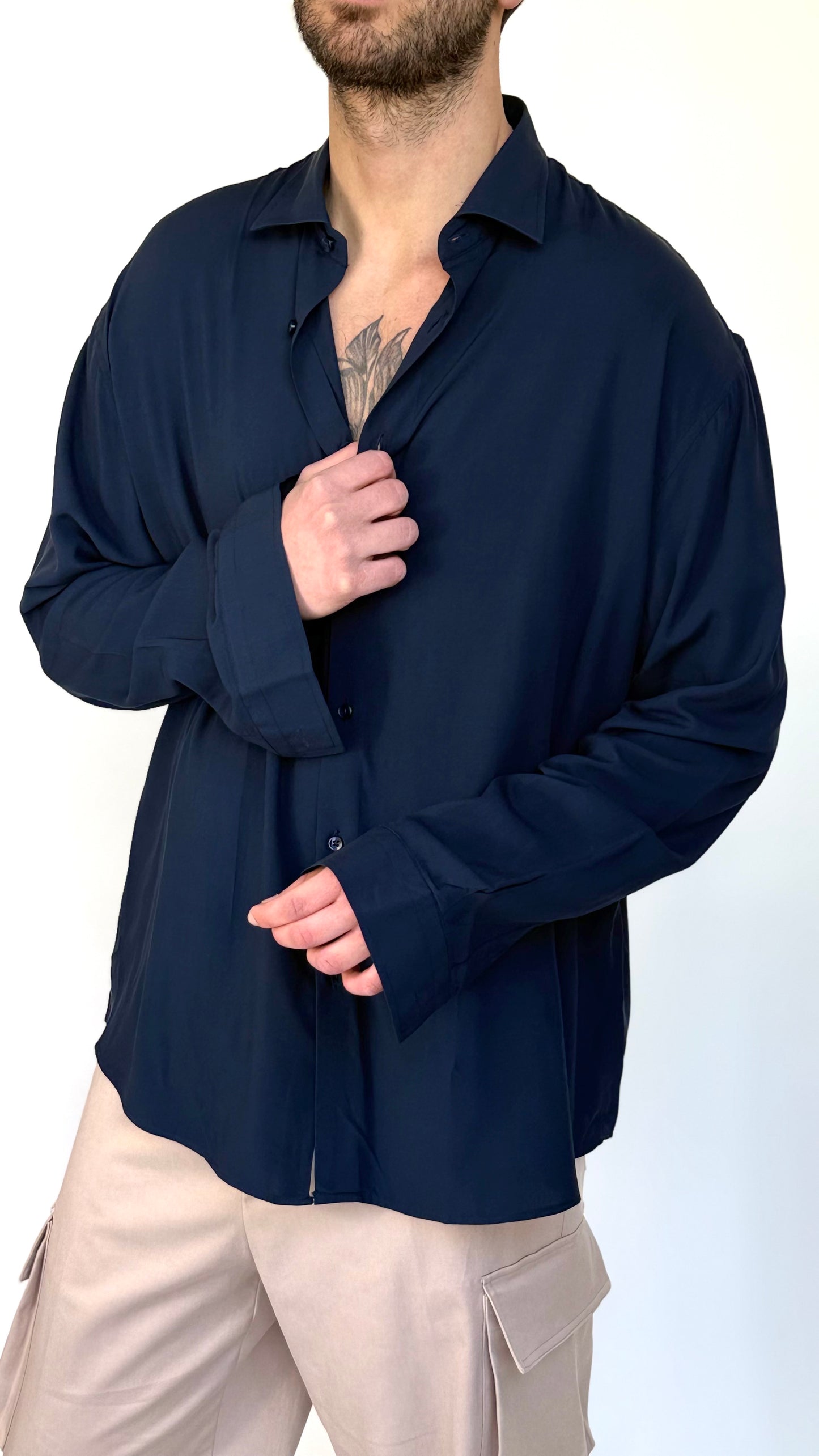 CAMICIA IN VISCOSA - BLUE