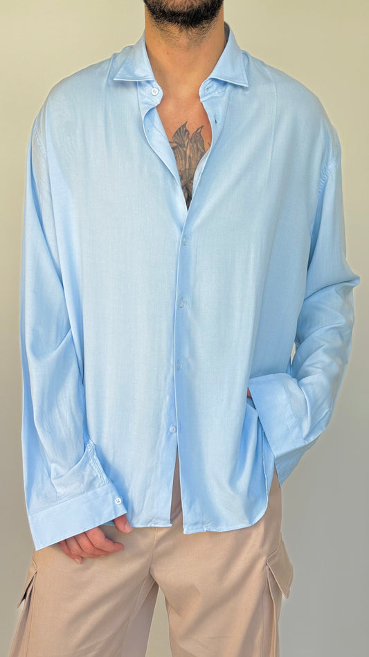 CAMICIA IN VISCOSA - CIELO