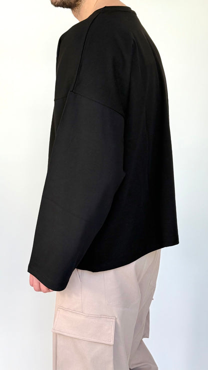 TEE CROP MANICA LUNGA - NERA