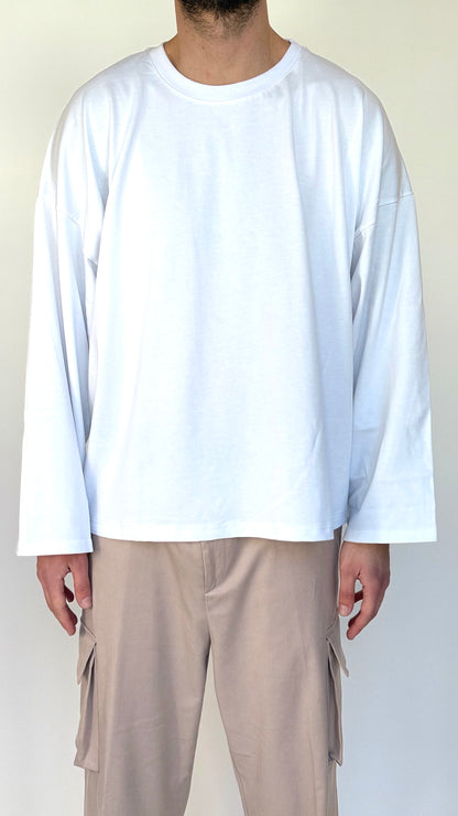 TEE CROP MANICA LUNGA - BIANCA