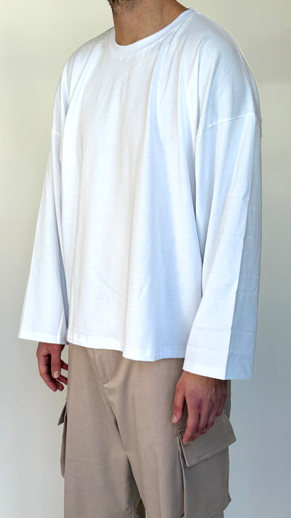 TEE CROP MANICA LUNGA - BIANCA