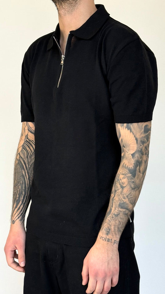 POLO ZIP IN FILO - NERA