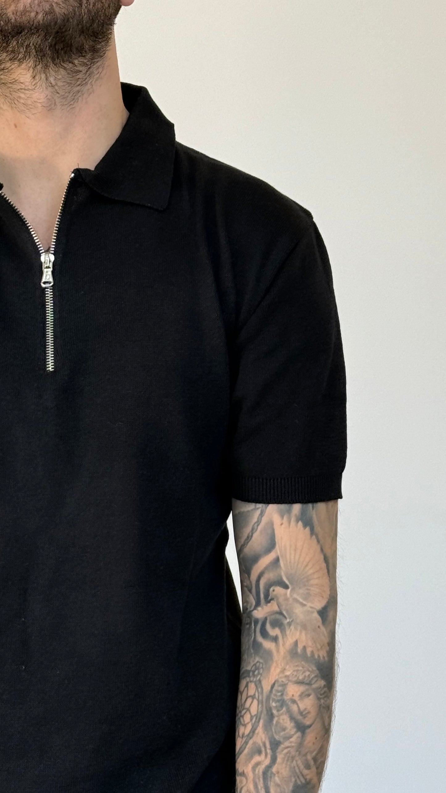 POLO ZIP IN FILO - NERA