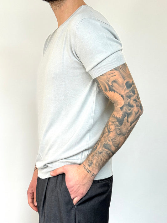 TEE BASIC IN FILO - GRIGIO PERLA