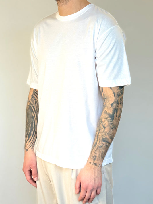 TEE IN COTONE MERCERIZZATO - BIANCA