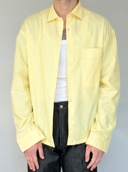 CAMICIA BOXY IN COTONE - GIALLO PAGLIERINO
