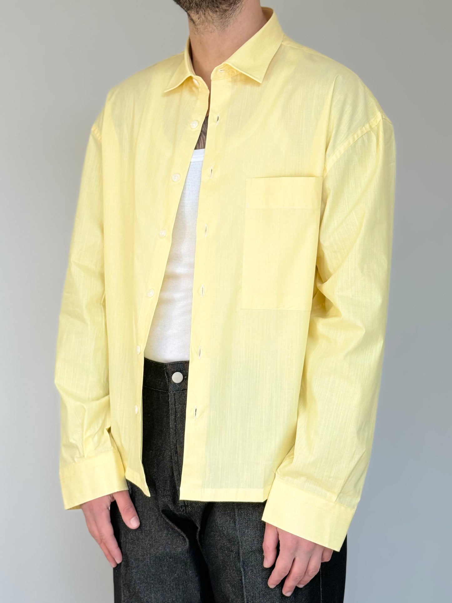 CAMICIA BOXY IN COTONE - GIALLO PAGLIERINO