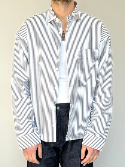 CAMICIA BOXY IN COTONE - RIGATA BLU