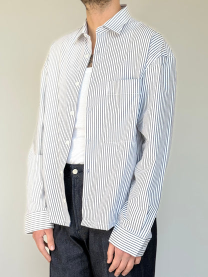 CAMICIA BOXY IN COTONE - RIGATA BLU