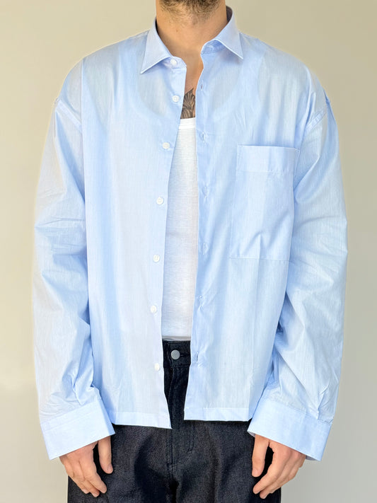 CAMICIA BOXY IN COTONE - CIELO