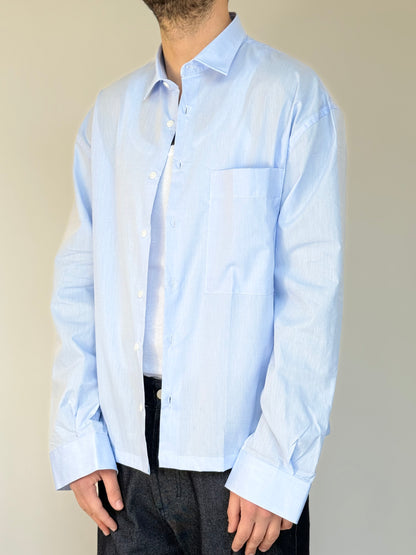 CAMICIA BOXY IN COTONE - CIELO