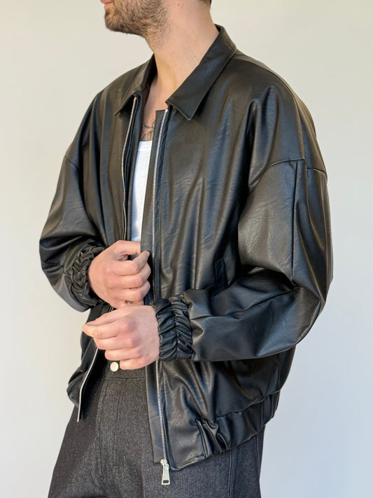 ECO LEATHER BOMBER COLLEGE